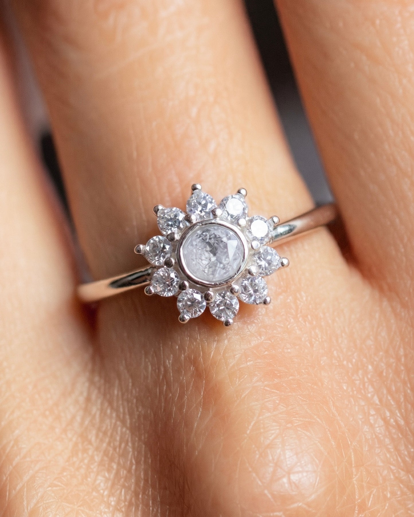 Sun-kissed White Zircon Ring