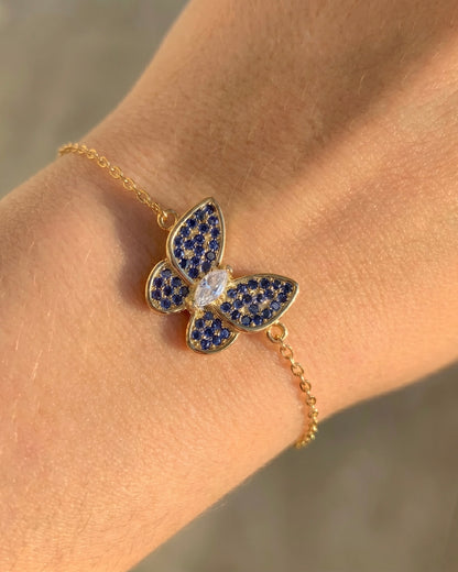 Sapphire Butterfly Bracelet Gold Plated