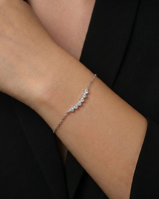 Curved Multi Zircon Stones Bracelet