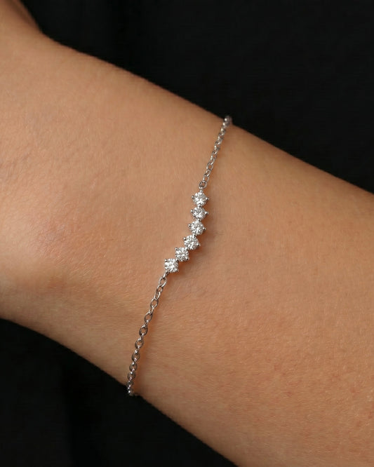 Curved Multi Zircon Stones Bracelet