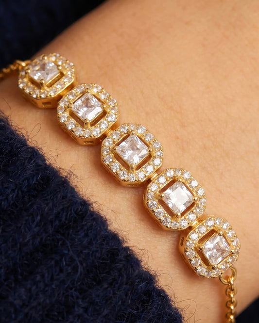 AURA Squares Bracelet Gold Plated