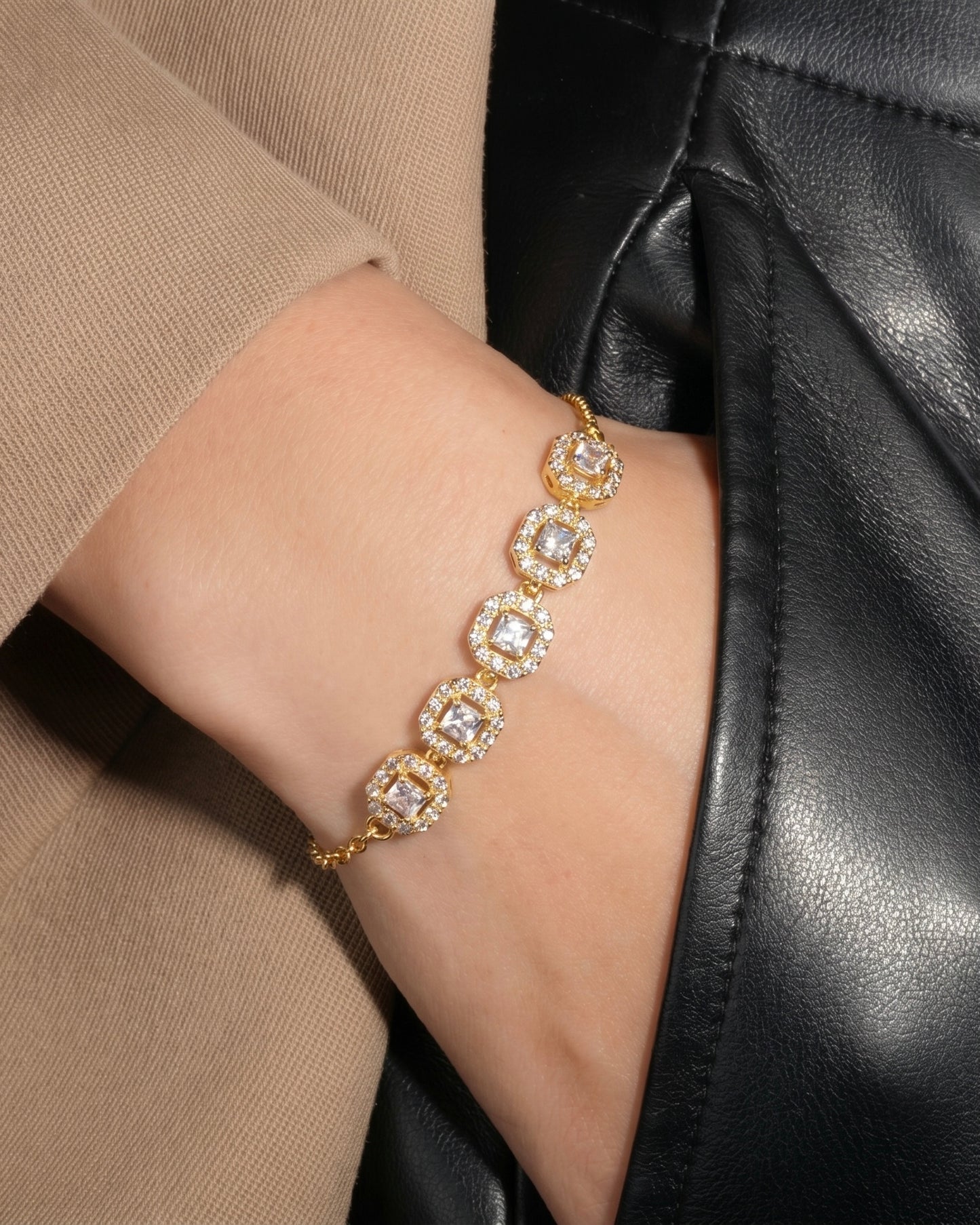 AURA Squares Bracelet Gold Plated