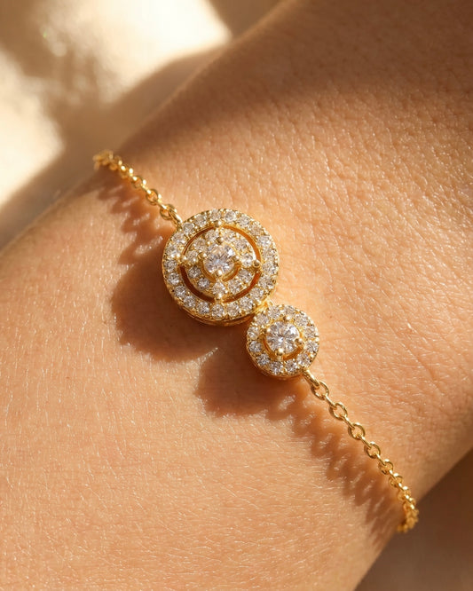 2 Bloom Circles Bracelet Gold Plated