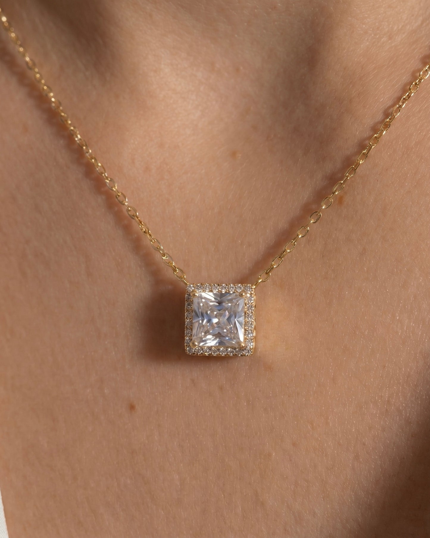 Statement Square Necklace Gold Plated