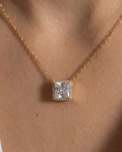 Statement Square Necklace Gold Plated