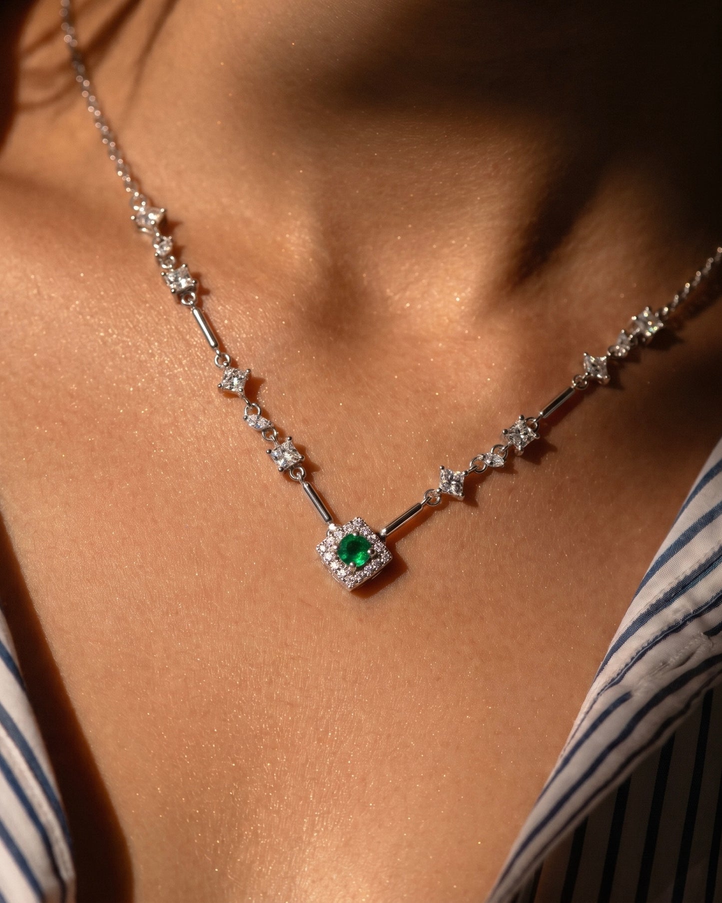Fancy Green Stone Necklace