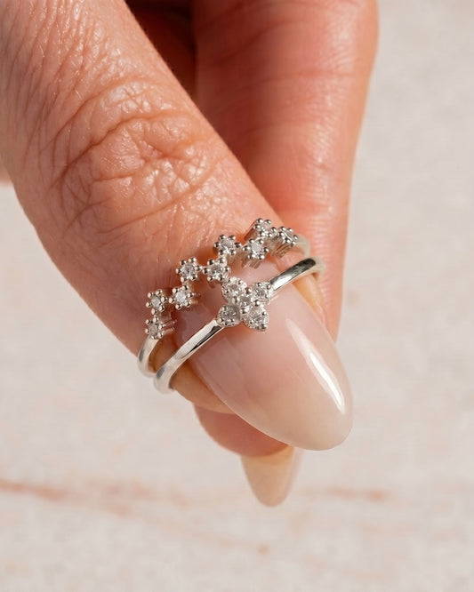 Double Solitaire Adjustable Ring