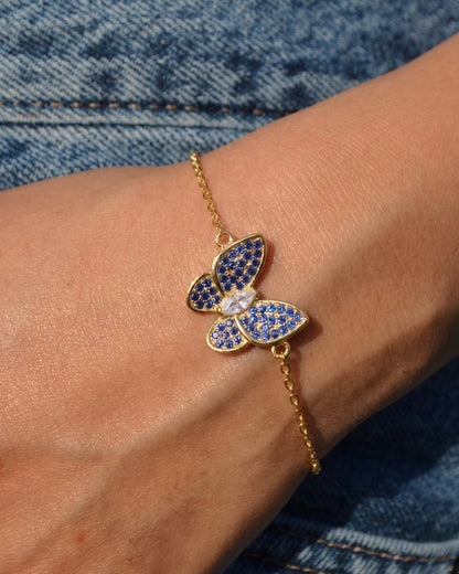 Sapphire Butterfly Bracelet Gold Plated