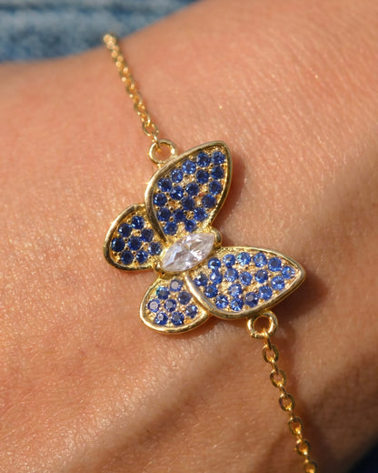 Sapphire Butterfly Bracelet Gold Plated