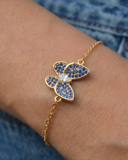 Sapphire Butterfly Bracelet Gold Plated